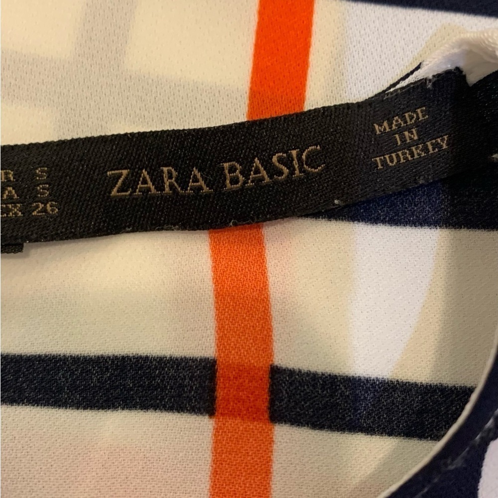 Zara Basic Patterned Stripe Blouse S - Picture 2 of 6